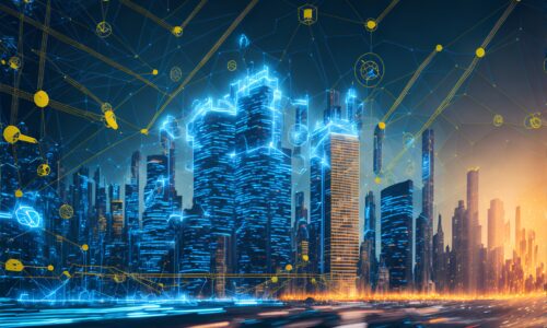 Ilustrační obrázek k tématu finanční regulace zobrazující budovu České národní banky (ČNB), oficiální dokumenty s pečetí, digitální schémata firemní governance a technologické prvky odpovídající standardům DORA a MiCA v roce 2026..
