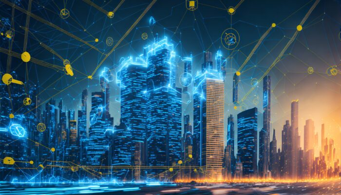 Ilustrační obrázek k tématu finanční regulace zobrazující budovu České národní banky (ČNB), oficiální dokumenty s pečetí, digitální schémata firemní governance a technologické prvky odpovídající standardům DORA a MiCA v roce 2026..